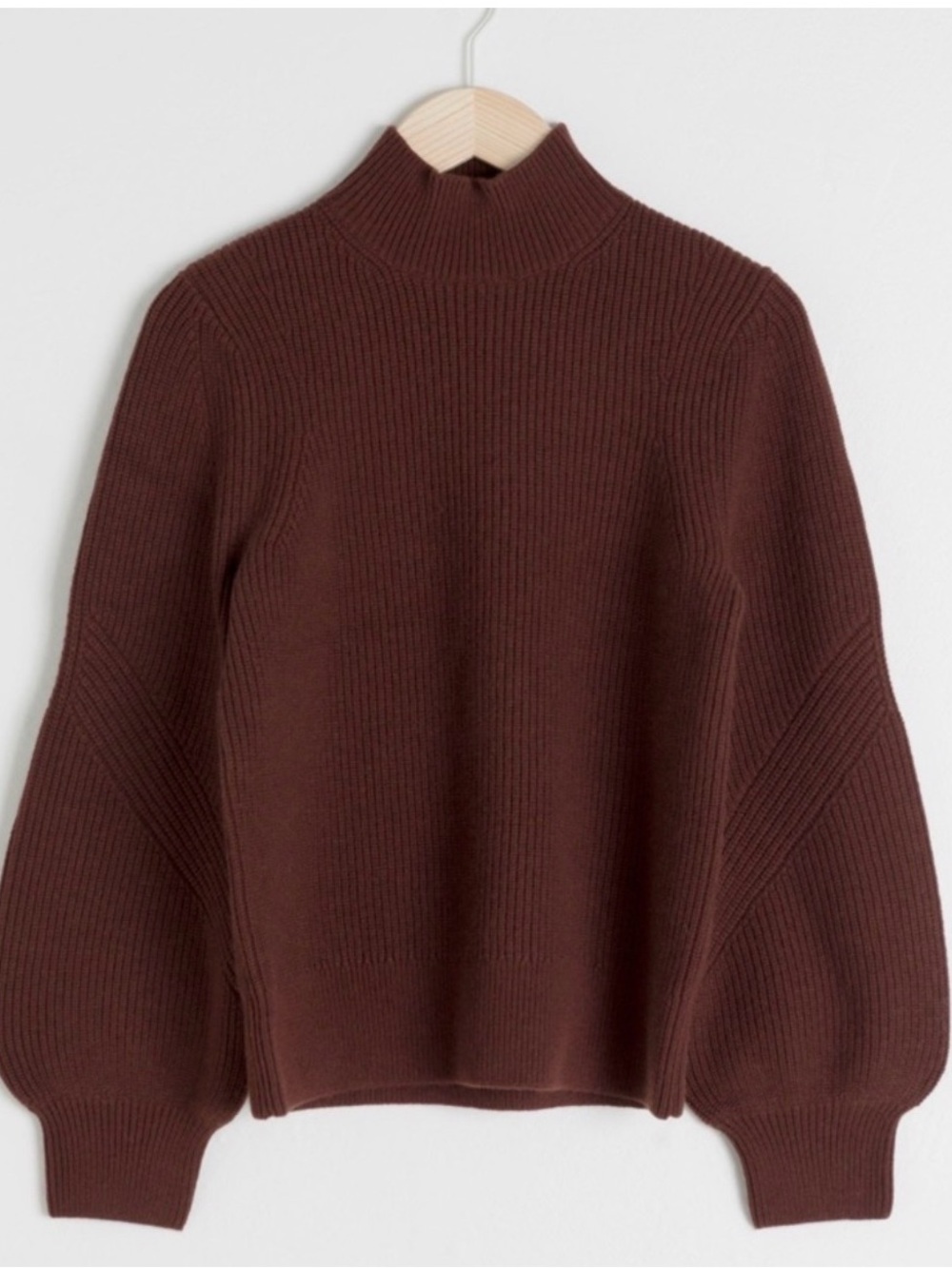& Other Stories Mock Neck Balloon Sleeve Sweater